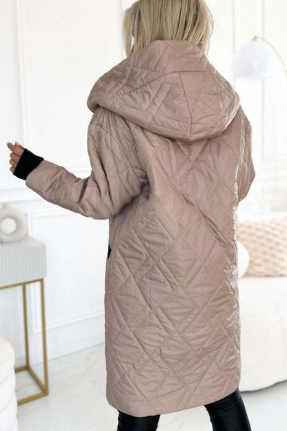 Manteau long élégant à capuche avec imprimé