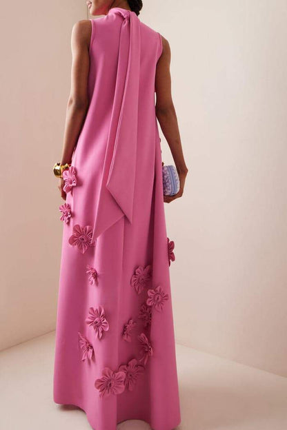 Pauline Laurent® | Longue Robe Rose À Fleurs