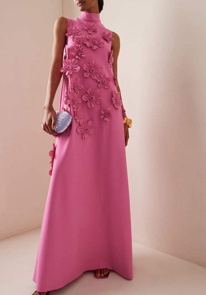 Pauline Laurent® | Longue Robe Rose À Fleurs