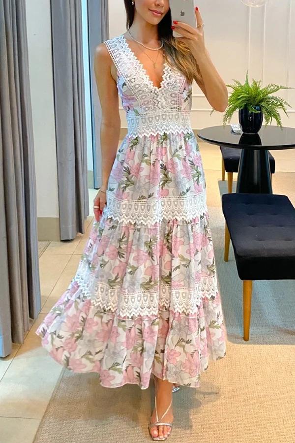 Pauline Laurent® | Robe midi florale en dentelle Sunny Garden