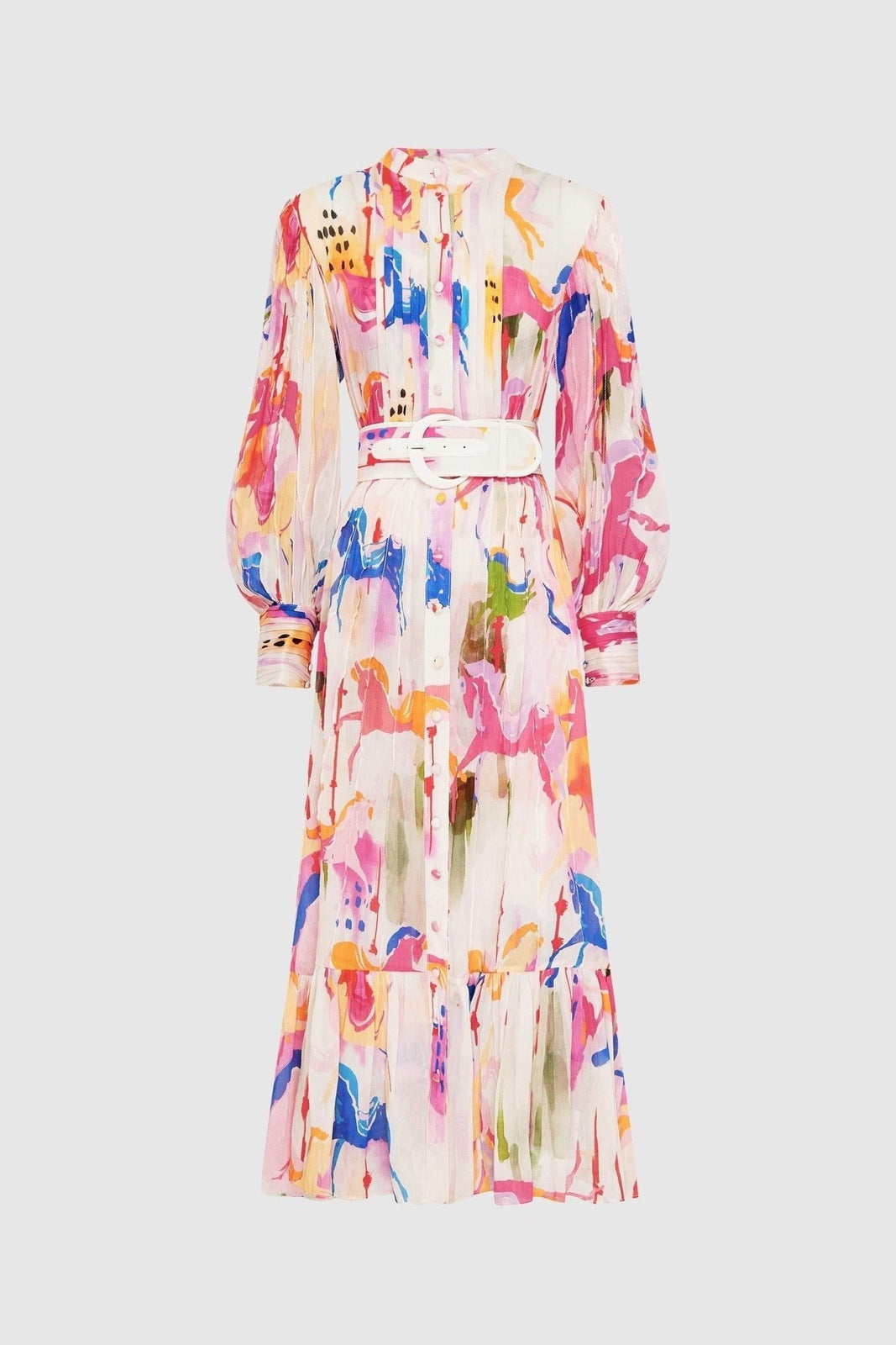 Pauline Laurent® | Robe maxi dégradée imprimée avec ceinture