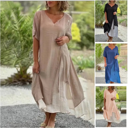 Amabel™ - Robe asymétrique à deux pièces avec manches courtes
