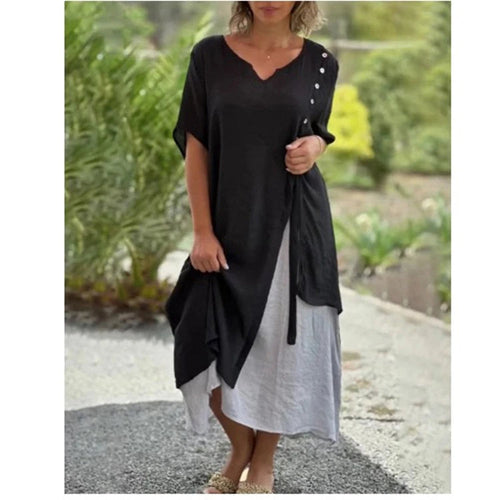Amabel™ - Robe asymétrique à deux pièces avec manches courtes