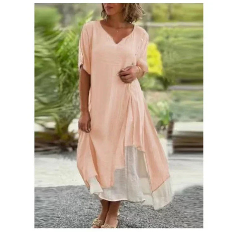Amabel™ - Robe asymétrique à deux pièces avec manches courtes