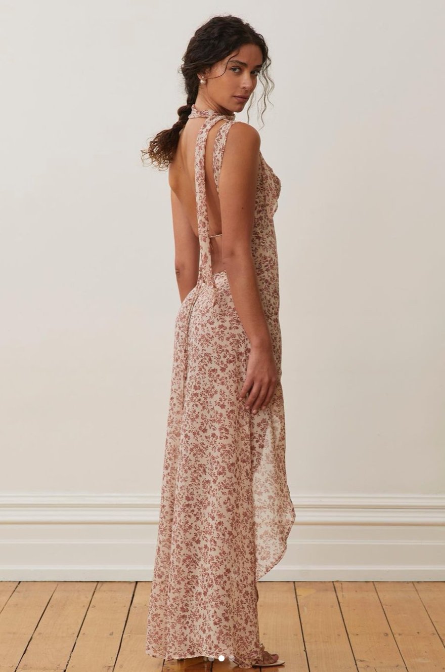 Pauline Laurent® | Robe maxi dos nu transparente avec fente