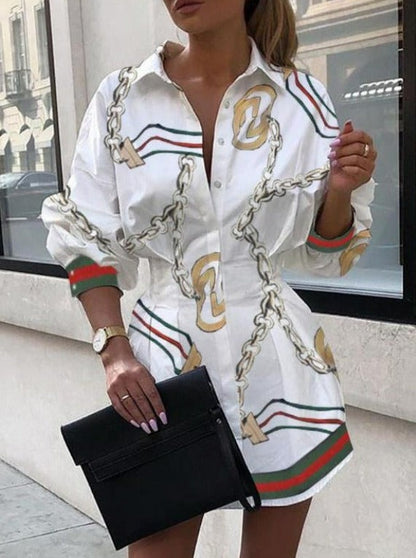 Chemise courte imprimée à manches ballon