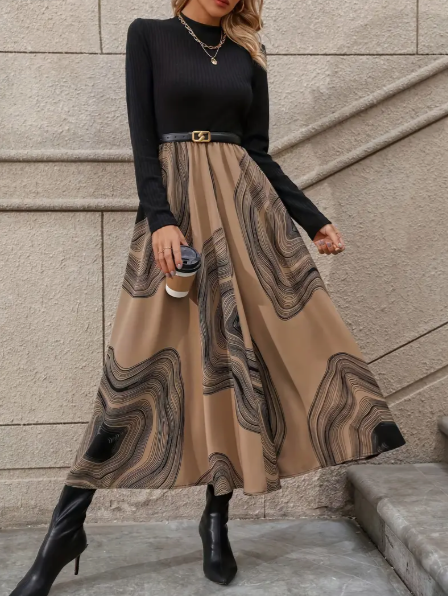 Sylvie | Jupe Midi Chic avec Motif Artistique