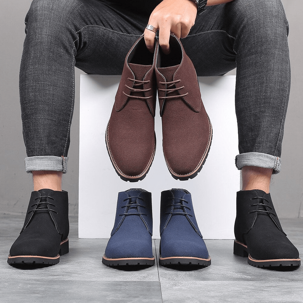 Bottes Antidérapantes En Daim Lacées Élégantes Pour Hommes