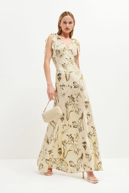 Pauline Laurent® | Robe maxi évasée avec nœuds