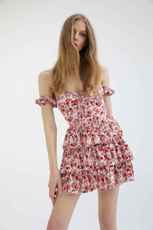 Pauline Laurent® | robe corset imprimée avec marches