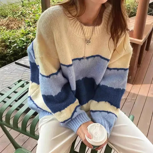 Cardigan boléro à manches longues avec rayures en bloc de couleur