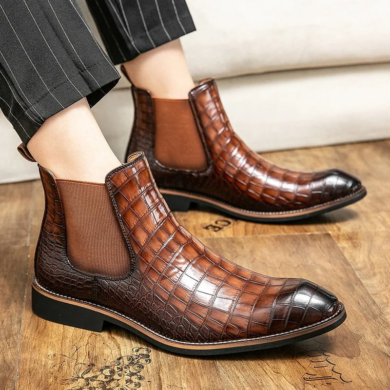 Bottes Chelsea en cuir structuré pour hommes