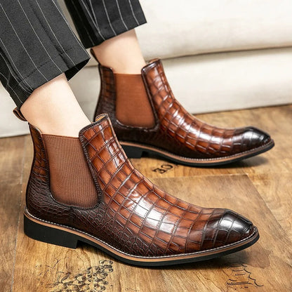 Bottes Chelsea en cuir structuré pour hommes