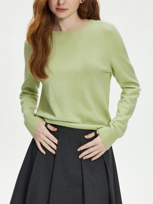 Confortable pull-over 100% laine avec col rond sans couture