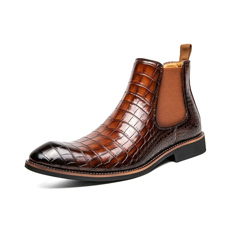 Bottes Chelsea en cuir structuré pour hommes