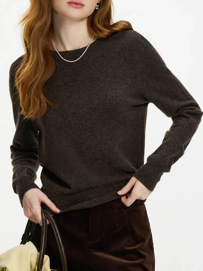 Confortable pull-over 100% laine avec col rond sans couture