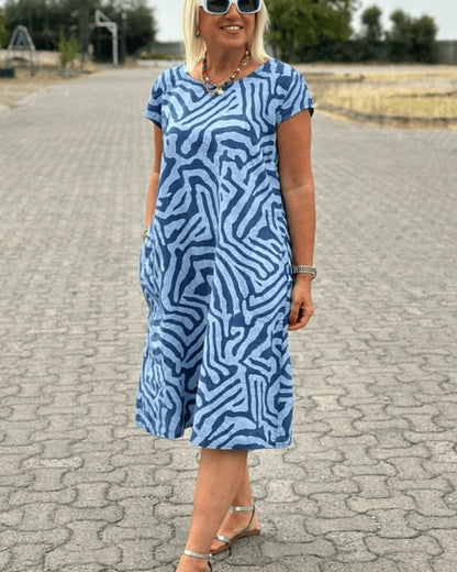 Robe Midi Élégante de Printemps avec Silhouette Flottante