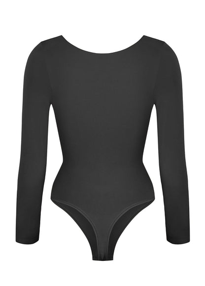 Marcella -  Naadloze Lange Mouw Body met String, Borstondersteuning & Buikcontrole