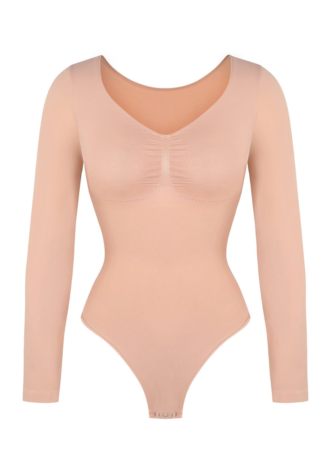 Marcella -  Naadloze Lange Mouw Body met String, Borstondersteuning & Buikcontrole