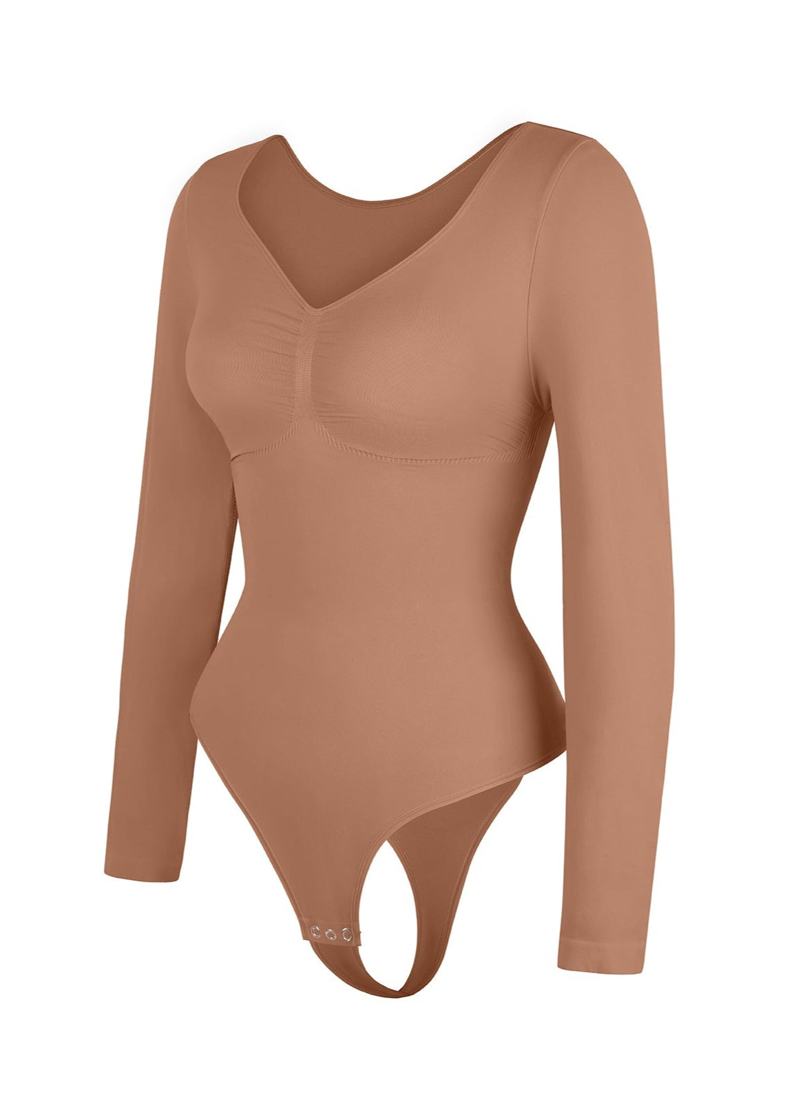 Marcella -  Naadloze Lange Mouw Body met String, Borstondersteuning & Buikcontrole