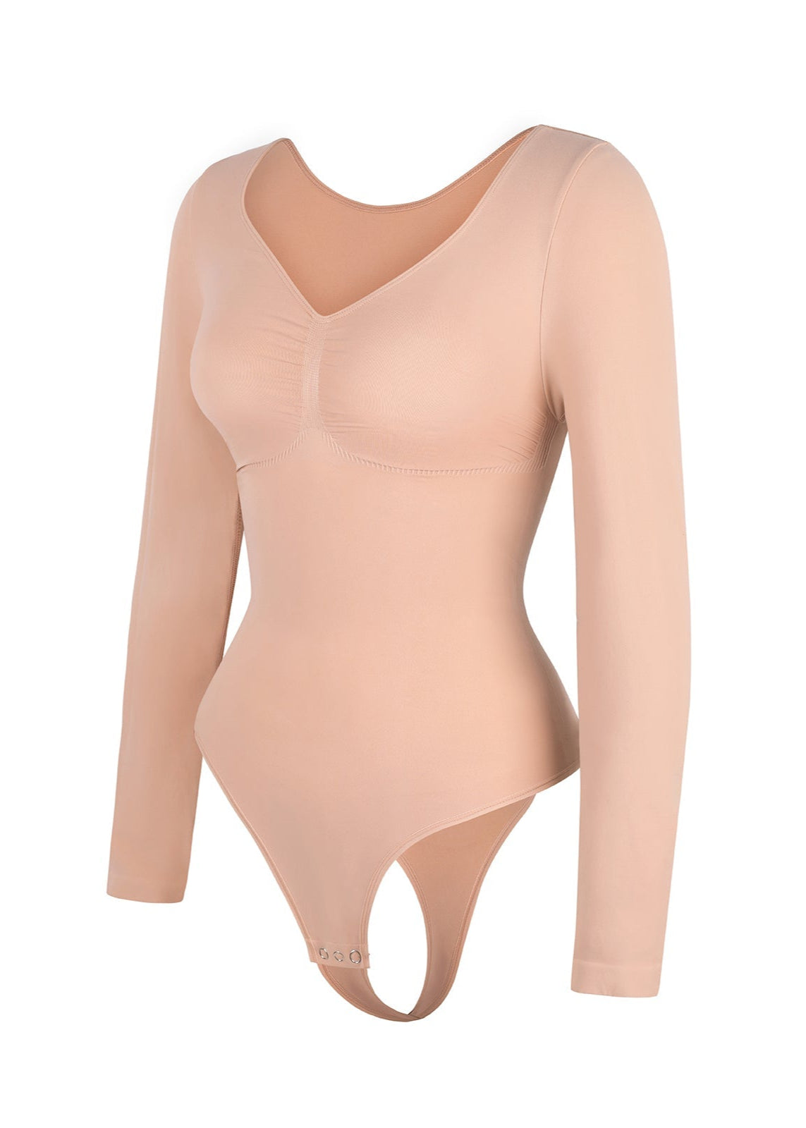 Marcella -  Naadloze Lange Mouw Body met String, Borstondersteuning & Buikcontrole