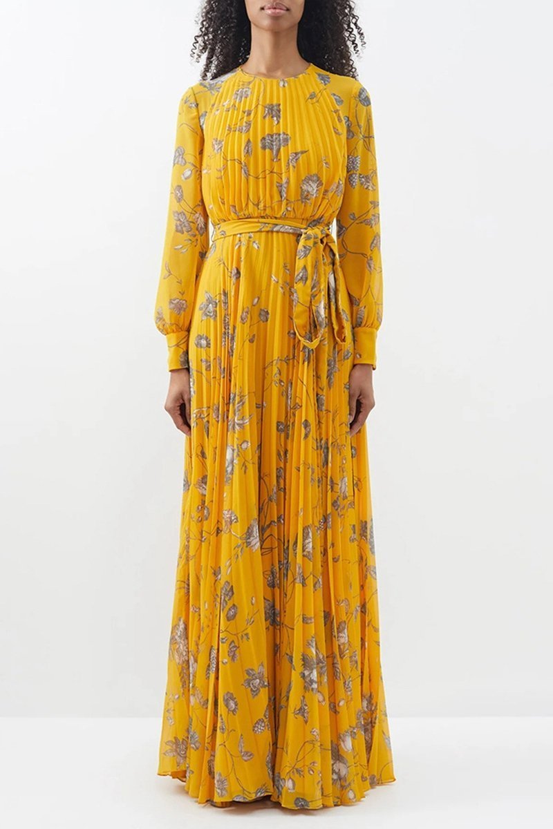 Pauline Laurent® | Robe maxi plissée en mousseline de soie