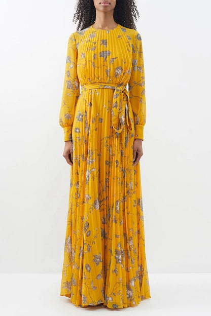 Pauline Laurent® | Robe maxi plissée en mousseline de soie