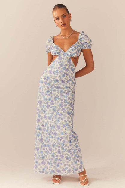 Pauline Laurent® | Robe maxi dos nu imprimée