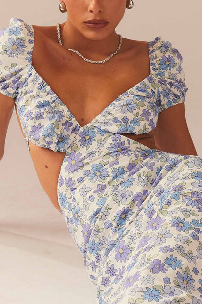 Pauline Laurent® | Robe maxi dos nu imprimée