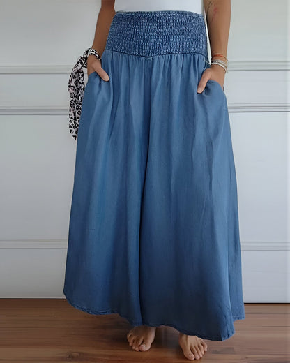 Pantalon large pour femme avec taille élastique