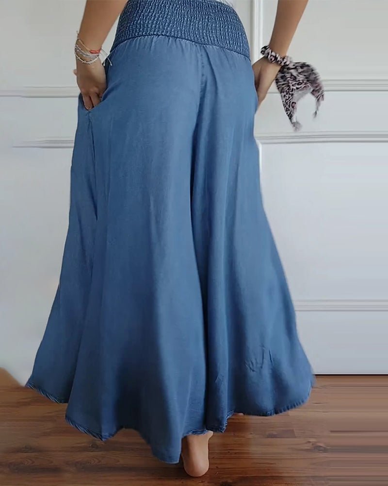 Pantalon large pour femme avec taille élastique