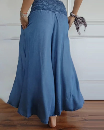 Pantalon large pour femme avec taille élastique