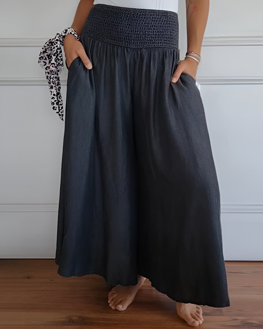 Pantalon large pour femme avec taille élastique