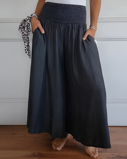 Pantalon large pour femme avec taille élastique