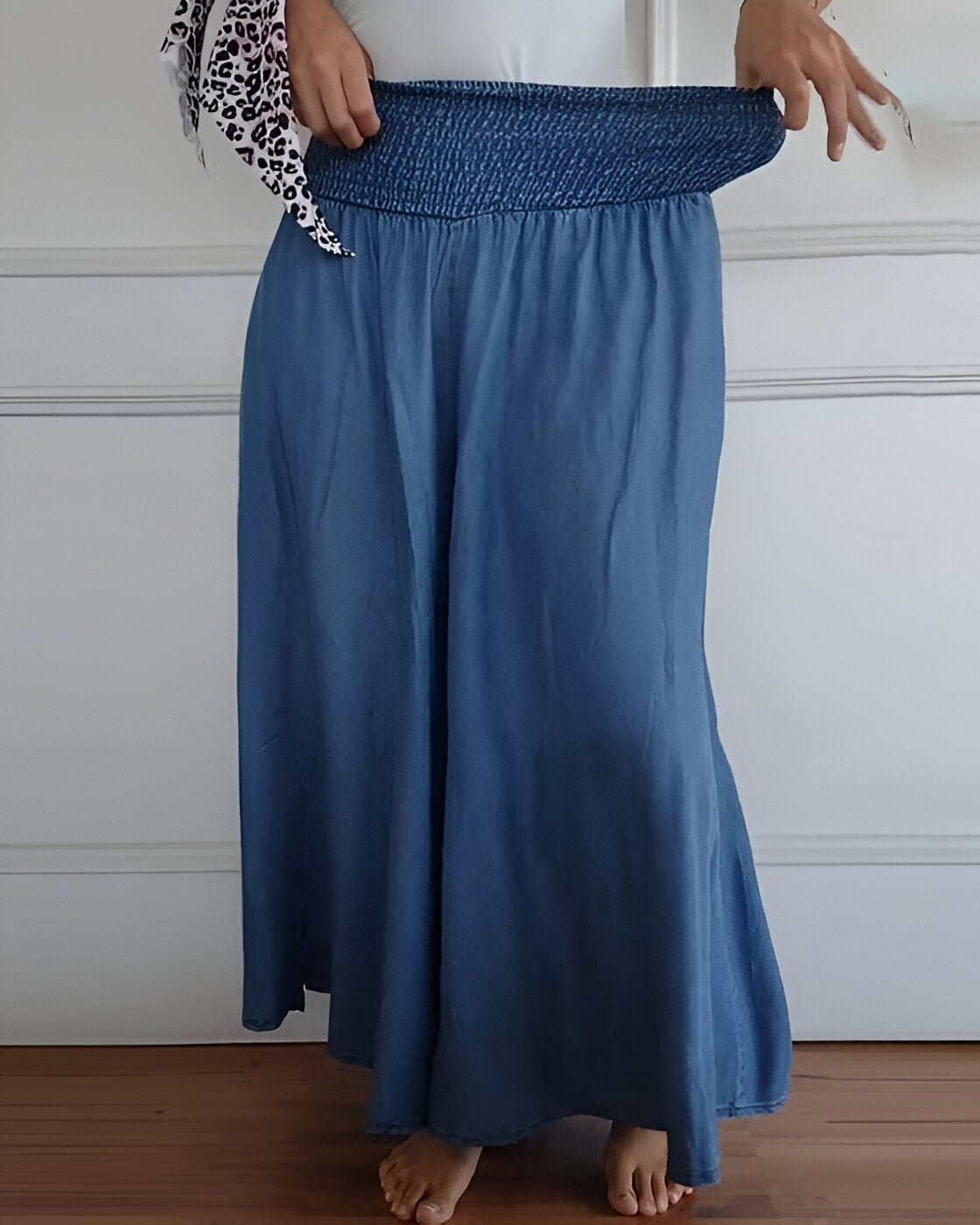 Pantalon large pour femme avec taille élastique