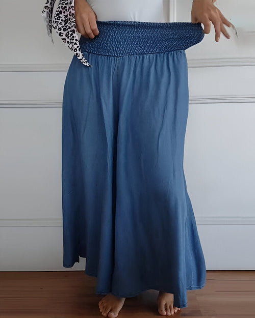 Pantalon large pour femme avec taille élastique