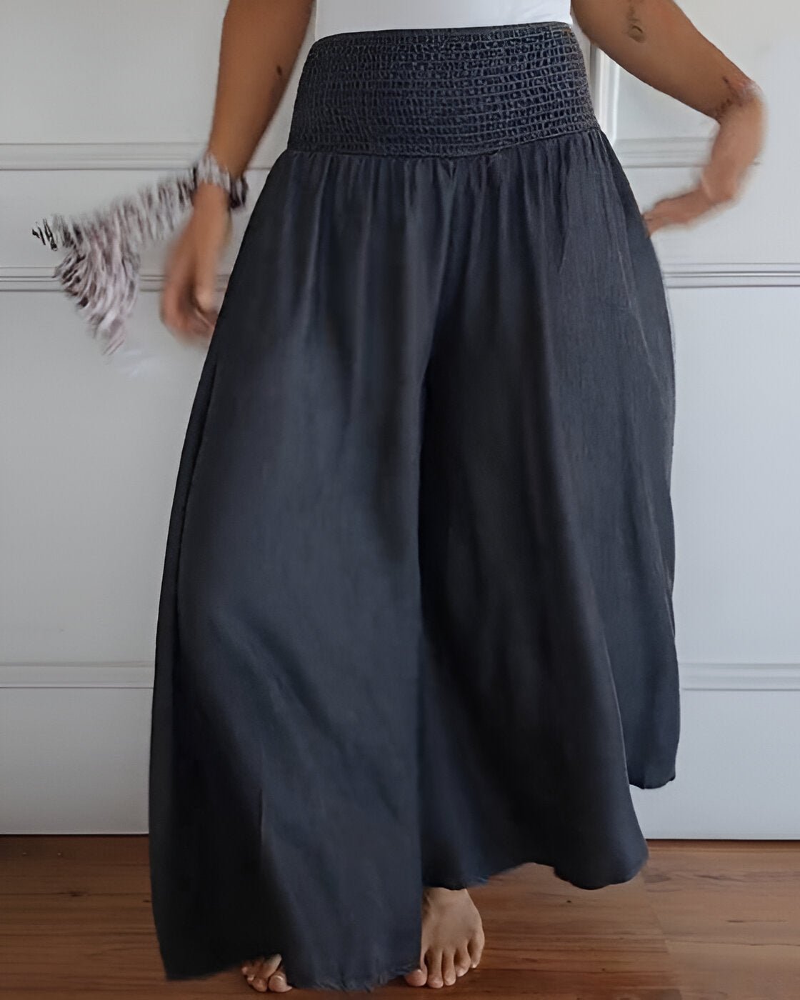 Pantalon large pour femme avec taille élastique