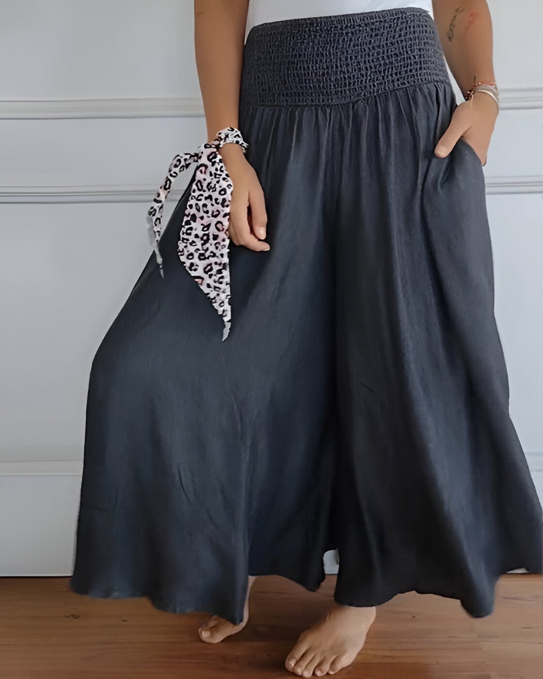 Pantalon large pour femme avec taille élastique