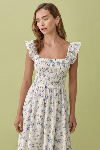 Pauline Laurent® | Robe midi imprimée avec fronces