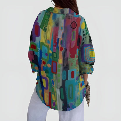 Cerelia™ - Blouse Confortable à Motif Géométrique pour un Style Moderne au Quotidien