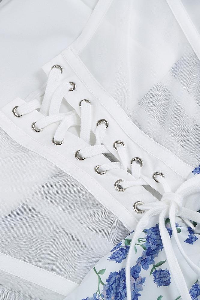Pauline Laurent® | robe corsetée imprimée sur les épaules