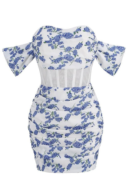 Pauline Laurent® | robe corsetée imprimée sur les épaules