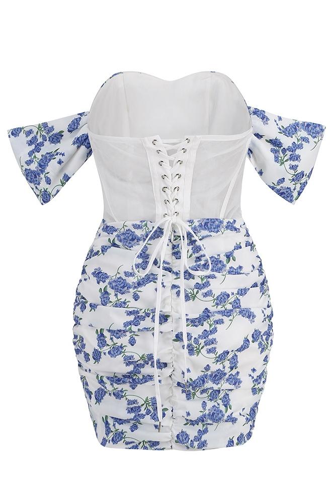 Pauline Laurent® | robe corsetée imprimée sur les épaules