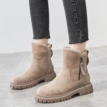 Bottes Cheville Chic Effet Daim avec Doublure en Fourrure Douillette