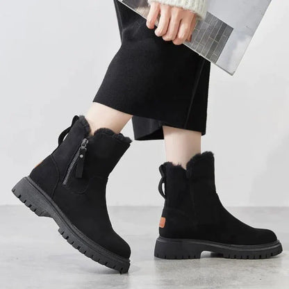 Bottes Cheville Chic Effet Daim avec Doublure en Fourrure Douillette