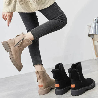 Bottes Cheville Chic Effet Daim avec Doublure en Fourrure Douillette