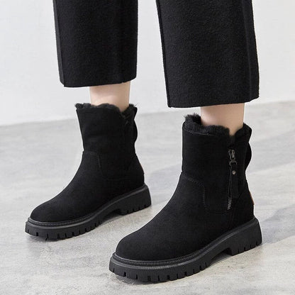 Bottes Cheville Chic Effet Daim avec Doublure en Fourrure Douillette