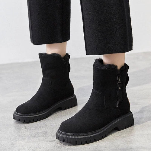 Bottes Cheville Chic Effet Daim avec Doublure en Fourrure Douillette