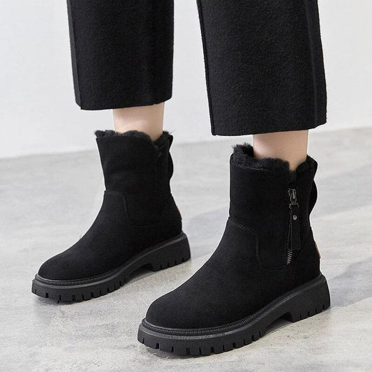 Bottes Cheville Chic Effet Daim avec Doublure en Fourrure Douillette