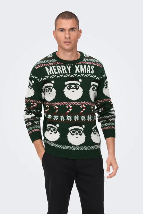 Pull Xmas Santa Vert